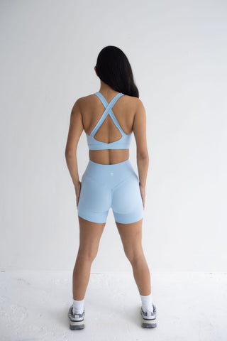 Define Seamless Scrunch Shorts, Sky Blue